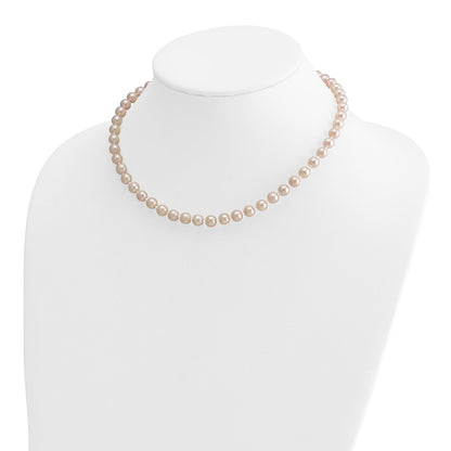 PGN 14k 6-7mm White Round Akoya Saltwater Cultured Pearl 16 inch Necklace