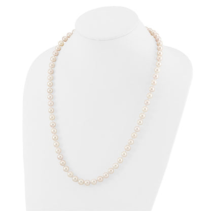 PGN 14k 8-9mm White Round Akoya Saltwater Cultured Pearl 24 inch Necklace
