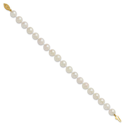 14k 8-9mm White Round Saltwater Akoya Cultured Pearl 8 inch Bracelet