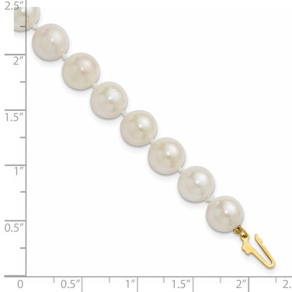 PGB 14k 8-9mm White Round Akoya Saltwater Cultured Pearl 7 inch Bracelet