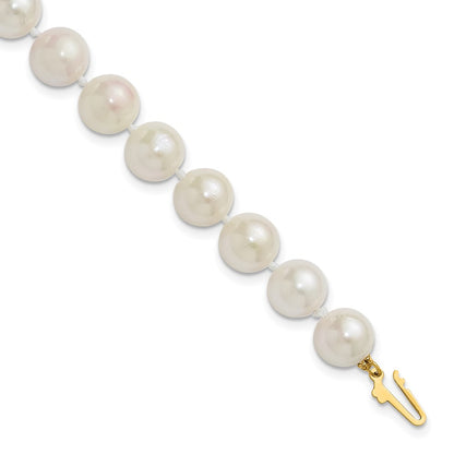 14k 8-9mm White Round Saltwater Akoya Cultured Pearl 8 inch Bracelet