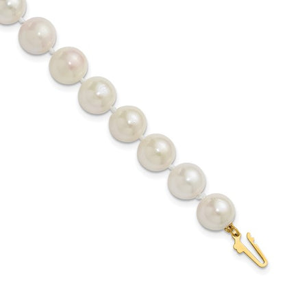 14k 8-9mm White Round Saltwater Akoya Cultured Pearl 8 inch Bracelet