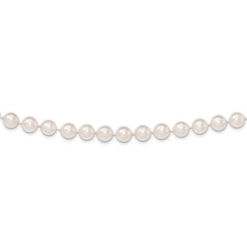 PGN 14k 8-9mm White Round Akoya Saltwater Cultured Pearl 24 inch Necklace