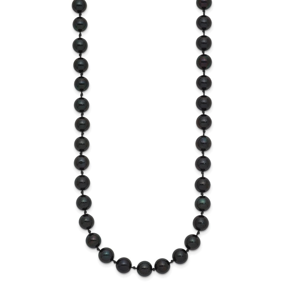 PGN 14k White Gold 6-7mm Black Round Akoya Saltwater Cultured Pearl 18 inch Necklace