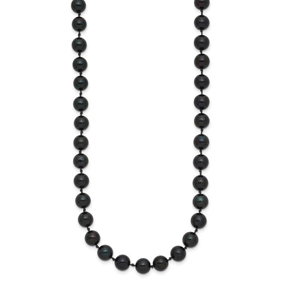 PGN 14k White Gold 6-7mm Black Round Akoya Saltwater Cultured Pearl 18 inch Necklace