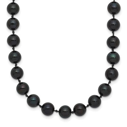 PGN 14k White Gold 6-7mm Black Round Akoya Saltwater Cultured Pearl 18 inch Necklace