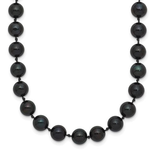 PGN 14k White Gold 6-7mm Black Round Akoya Saltwater Cultured Pearl 18 inch Necklace