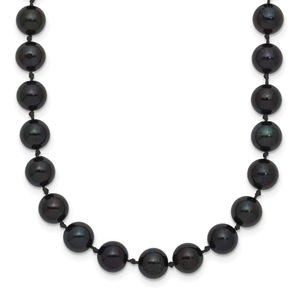 PGN 14k White Gold 6-7mm Black Round Akoya Saltwater Cultured Pearl 18 inch Necklace
