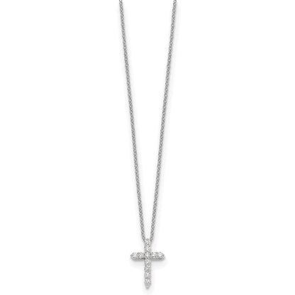 LGWN 14k White Gold 1/4 carat Lab Grown Diamond VS/SI+ G+ Complete 18 inch Cross Pendant Necklace