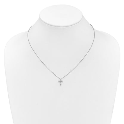 LGWN 14k White Gold 1/4 carat Lab Grown Diamond VS/SI+ G+ Complete 18 inch Cross Pendant Necklace
