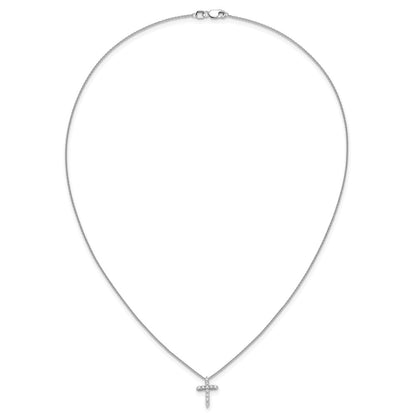 LGWN 14k White Gold 1/4 carat Lab Grown Diamond VS/SI+ G+ Complete 18 inch Cross Pendant Necklace