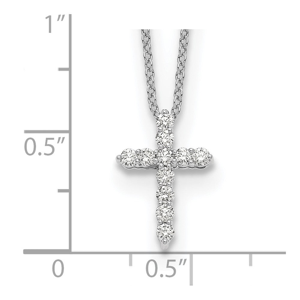 LGWN 14k White Gold 1/4 carat Lab Grown Diamond VS/SI+ G+ Complete 18 inch Cross Pendant Necklace