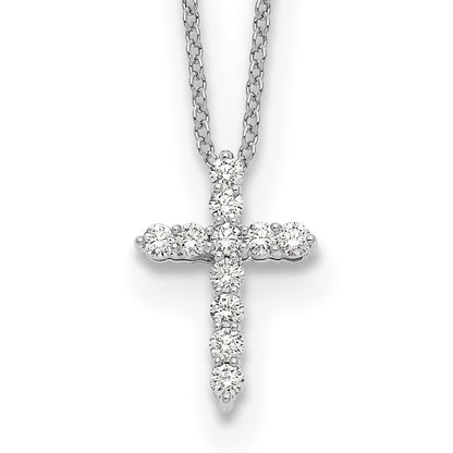 LGWN 14k White Gold 1/4 carat Lab Grown Diamond VS/SI+ G+ Complete 18 inch Cross Pendant Necklace