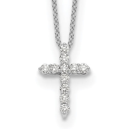 LGWN 14k White Gold 1/4 carat Lab Grown Diamond VS/SI+ G+ Complete 18 inch Cross Pendant Necklace