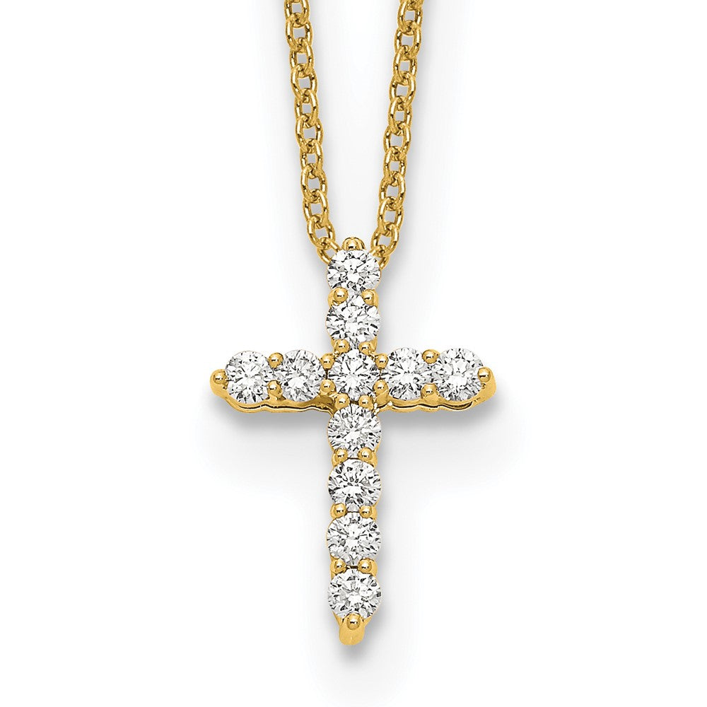14k 1/4 carat Lab Grown Diamond VS/SI+ G+ Complete 18 inch Cross Pendant Necklace