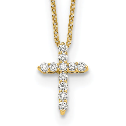 14k 1/4 carat Lab Grown Diamond VS/SI+ G+ Complete 18 inch Cross Pendant Necklace