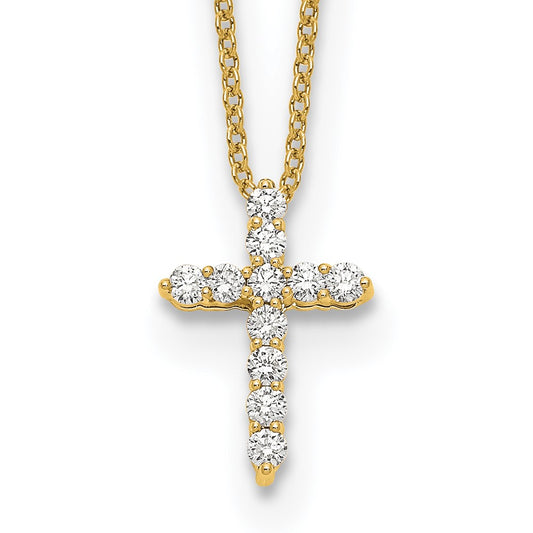 14k 1/4 carat Lab Grown Diamond VS/SI+ G+ Complete 18 inch Cross Pendant Necklace