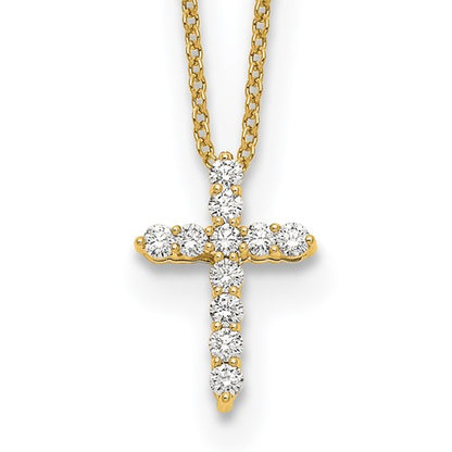 14k 1/4 carat Lab Grown Diamond VS/SI+ G+ Complete 18 inch Cross Pendant Necklace