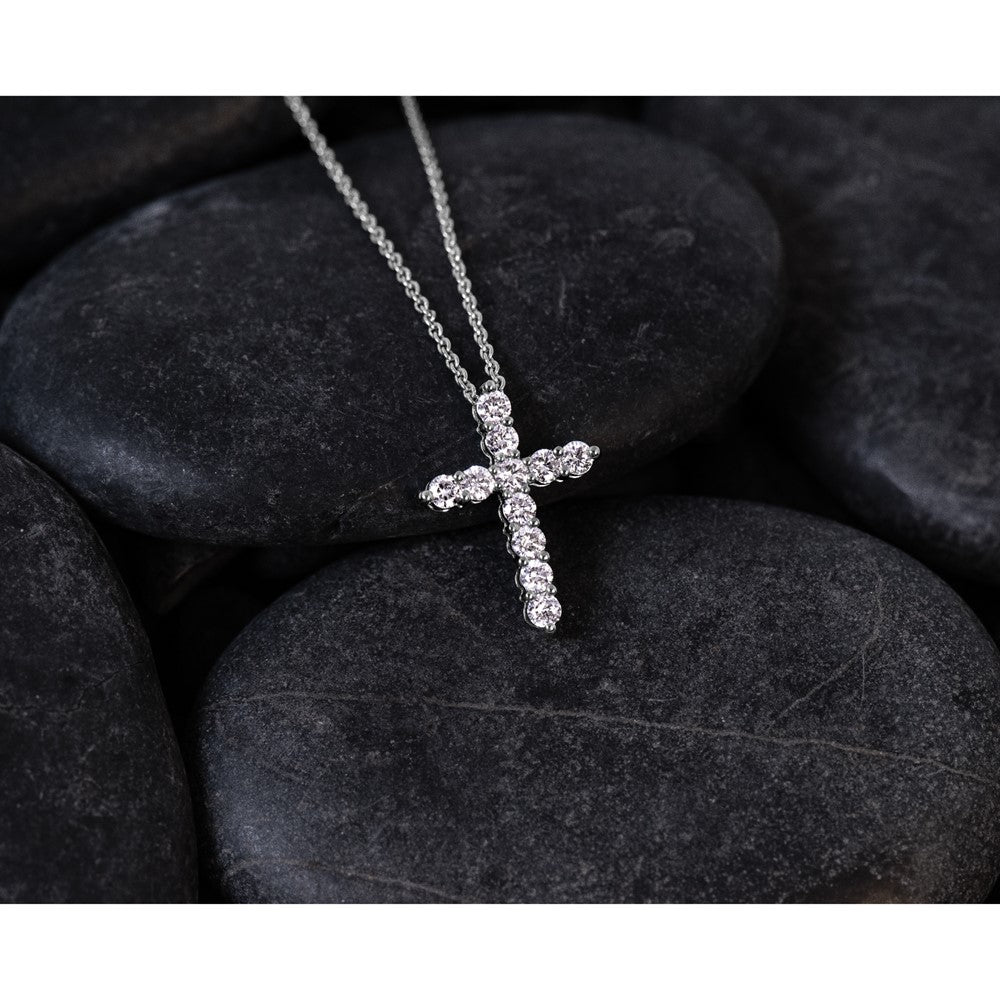 LGWN 14k White Gold 1/2 carat Lab Grown Diamond VS/SI+ G+ Complete 18 inch Cross Pendant Necklace