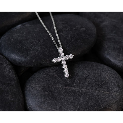 LGWN 14k White Gold 1/2 carat Lab Grown Diamond VS/SI+ G+ Complete 18 inch Cross Pendant Necklace