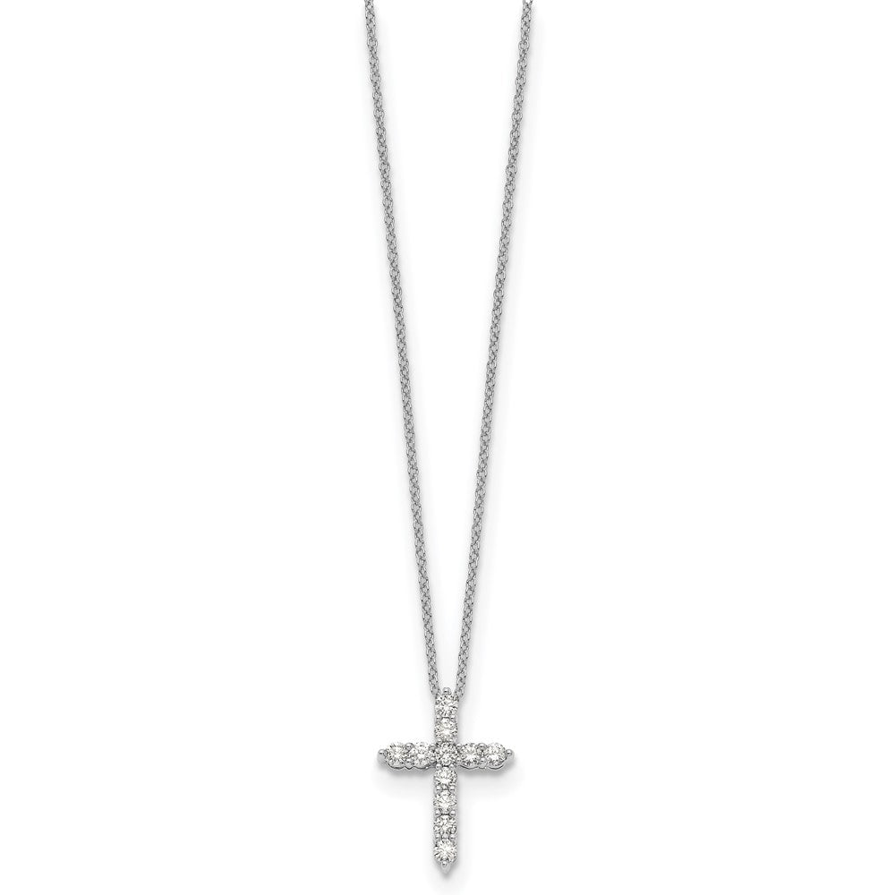 LGWN 14k White Gold 1/2 carat Lab Grown Diamond VS/SI+ G+ Complete 18 inch Cross Pendant Necklace