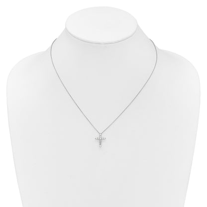 LGWN 14k White Gold 1/2 carat Lab Grown Diamond VS/SI+ G+ Complete 18 inch Cross Pendant Necklace
