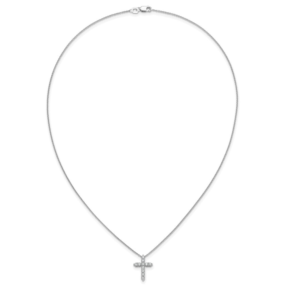LGWN 14k White Gold 1/2 carat Lab Grown Diamond VS/SI+ G+ Complete 18 inch Cross Pendant Necklace