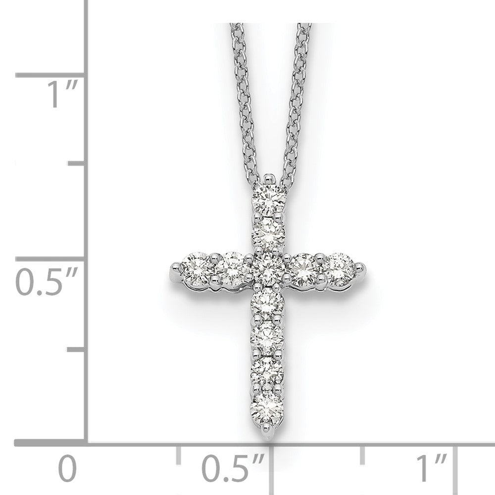 LGWN 14k White Gold 1/2 carat Lab Grown Diamond VS/SI+ G+ Complete 18 inch Cross Pendant Necklace