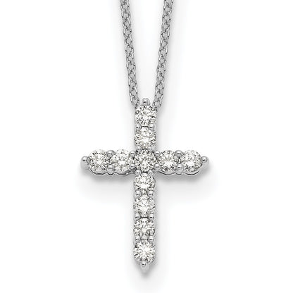 LGWN 14k White Gold 1/2 carat Lab Grown Diamond VS/SI+ G+ Complete 18 inch Cross Pendant Necklace