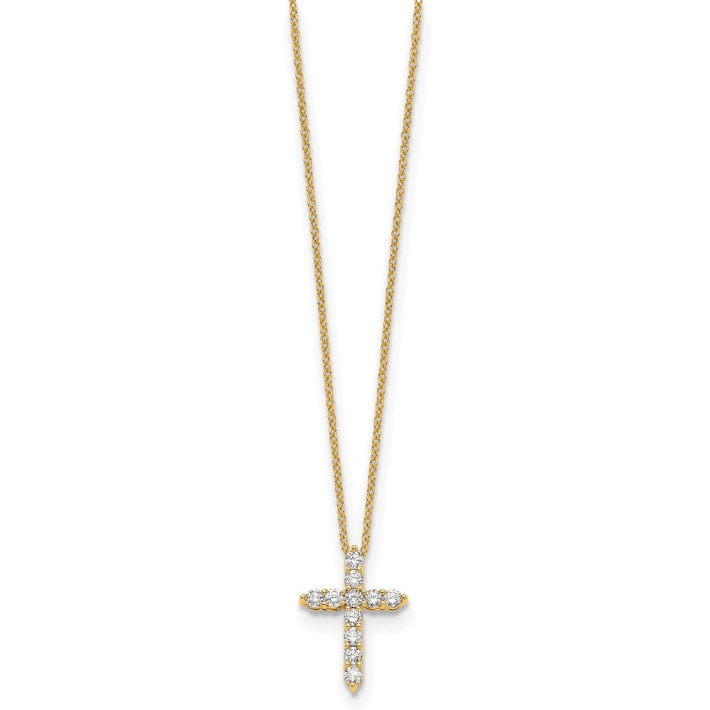 14k 1/2 carat Lab Grown Diamond VS/SI+ G+ Complete 18 inch Cross Pendant Necklace