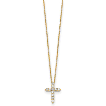 14k 1/2 carat Lab Grown Diamond VS/SI+ G+ Complete 18 inch Cross Pendant Necklace