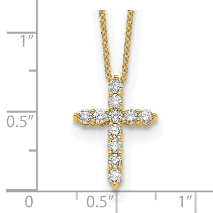14k 1/2 carat Lab Grown Diamond VS/SI+ G+ Complete 18 inch Cross Pendant Necklace