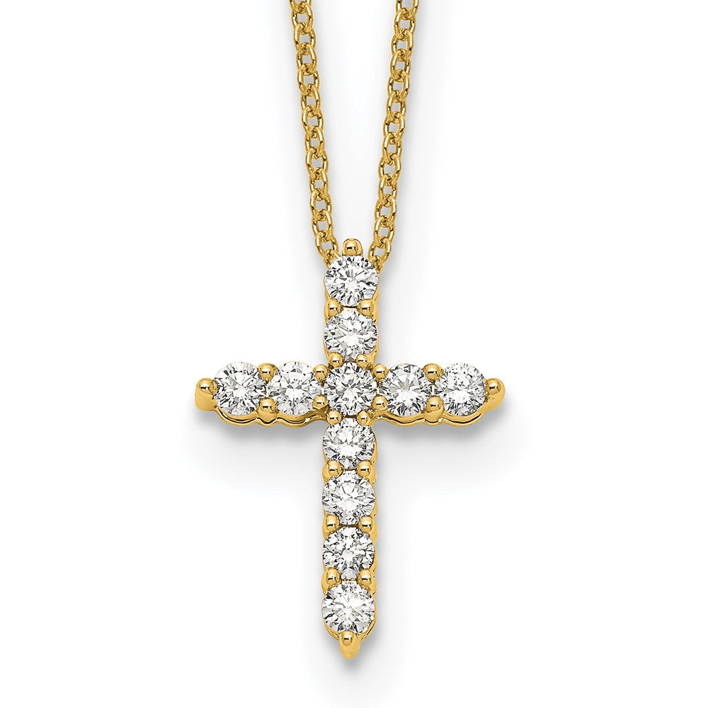 14k 1/2 carat Lab Grown Diamond VS/SI+ G+ Complete 18 inch Cross Pendant Necklace