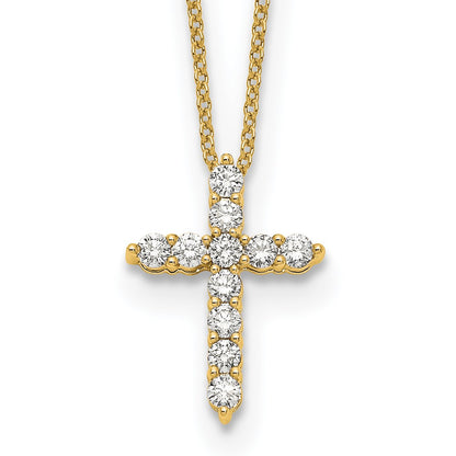 14k 1/2 carat Lab Grown Diamond VS/SI+ G+ Complete 18 inch Cross Pendant Necklace