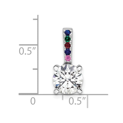 LGWP 14K White Gold Lab Grown VS/SI+ G+ Dia and Multi Gemstone Semi-Mount Pendan