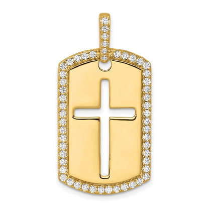 True Origin 14K Men's 3/4 carat Lab Grown Diamond VS  D E F Cross Dog Tag Pendant