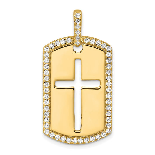 True Origin 14K Men's 3/4 carat Lab Grown Diamond VS  D E F Cross Dog Tag Pendant