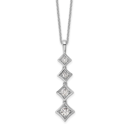 True Origin 14k White Gold 3/8 carat Lab Grown Diamond VS DEF 18 inch Four Stone Pendant Necklace