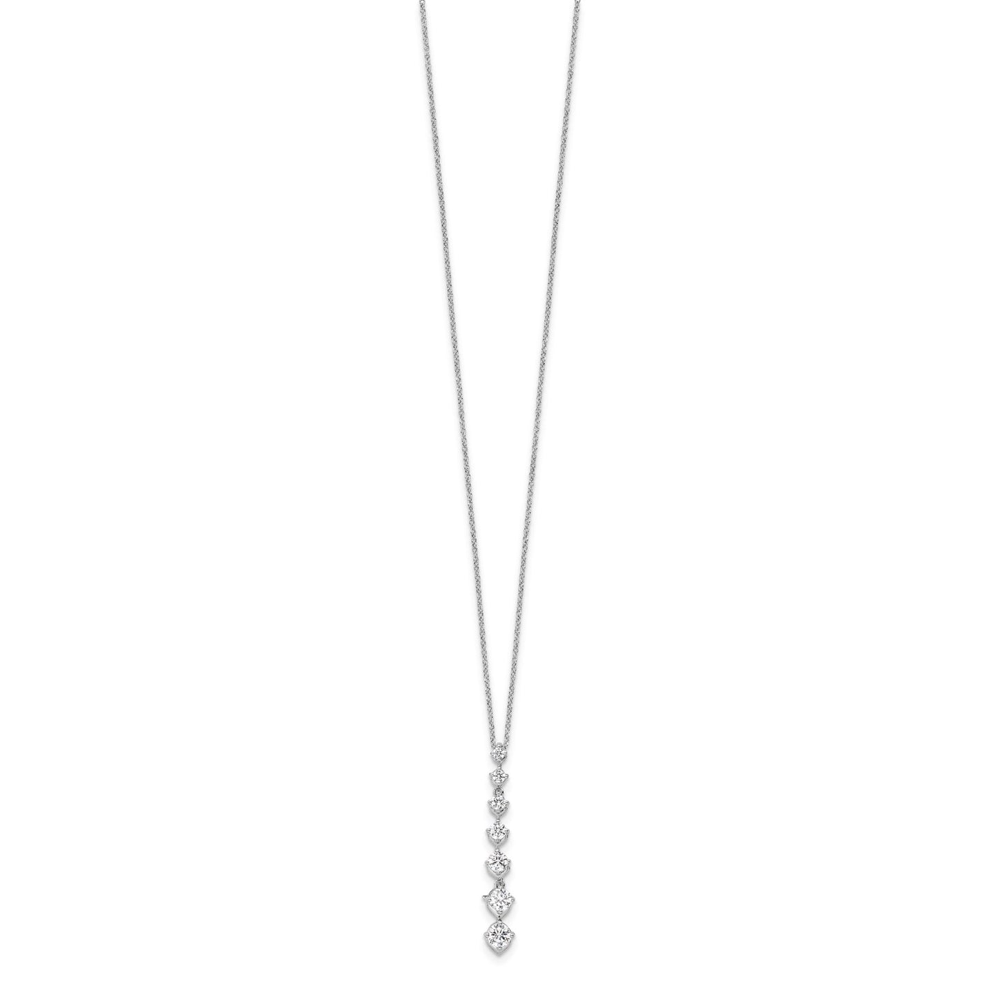 True Origin 14k White Gold 1 carat Lab Grown Diamond VS DEF 18 inch Seven Stone Pendant Necklace