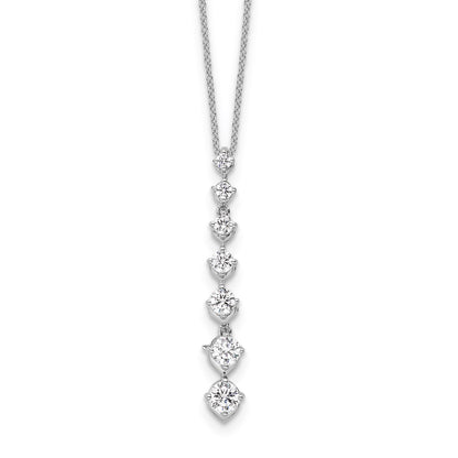 True Origin 14k White Gold 1 carat Lab Grown Diamond VS DEF 18 inch Seven Stone Pendant Necklace