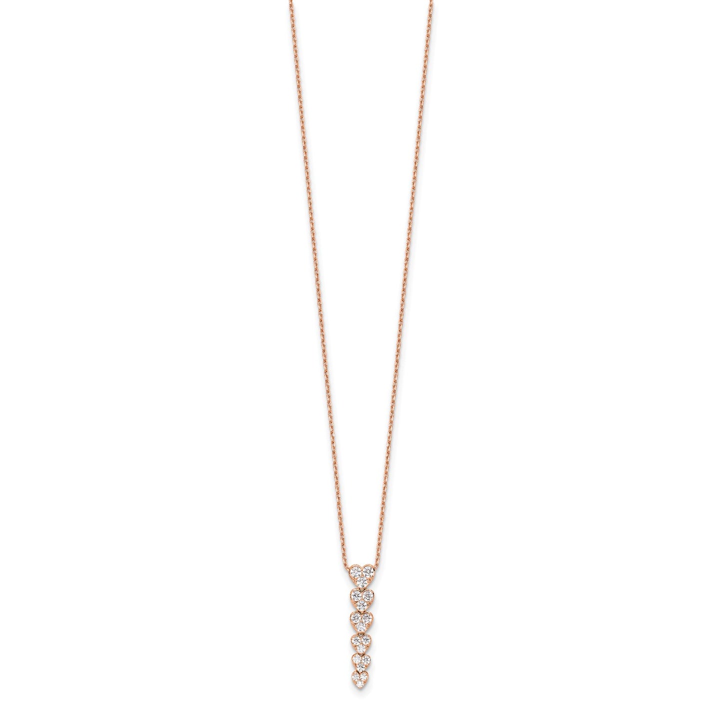 True Origin 14k Rose Gold 1 carat Lab Grown Diamond VS DEF 18 inch Hearts Pendant Necklace