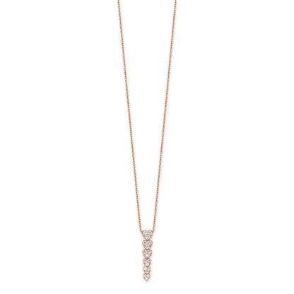 True Origin 14k Rose Gold 1 carat Lab Grown Diamond VS DEF 18 inch Hearts Pendant Necklace