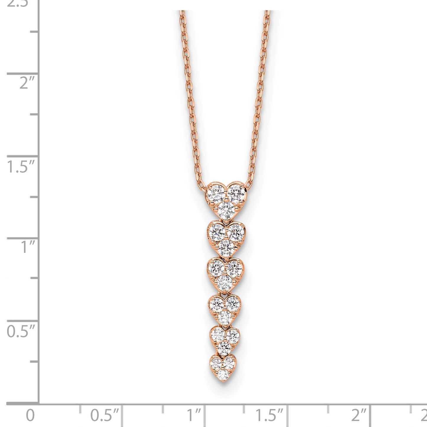 True Origin 14k Rose Gold 1 carat Lab Grown Diamond VS DEF 18 inch Hearts Pendant Necklace