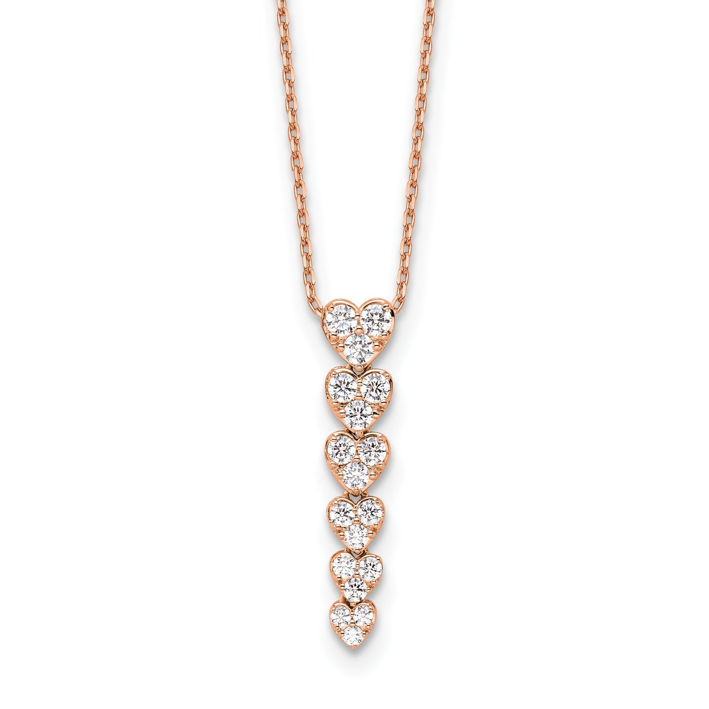 True Origin 14k Rose Gold 1 carat Lab Grown Diamond VS DEF 18 inch Hearts Pendant Necklace