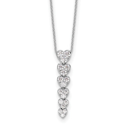 True Origin 14k White Gold 1 carat Lab Grown Diamond VS DEF 18 inch Hearts Pendant Necklace