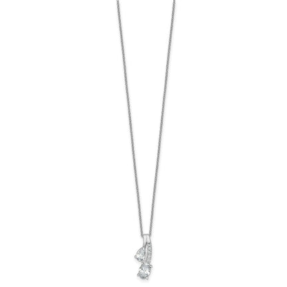 LGGN 14k White Gold 7/8 carat Lab Grown Diamond VS/SI+ G+ Oval and Pear Complete 18 inch Two Stone Pendant Necklace