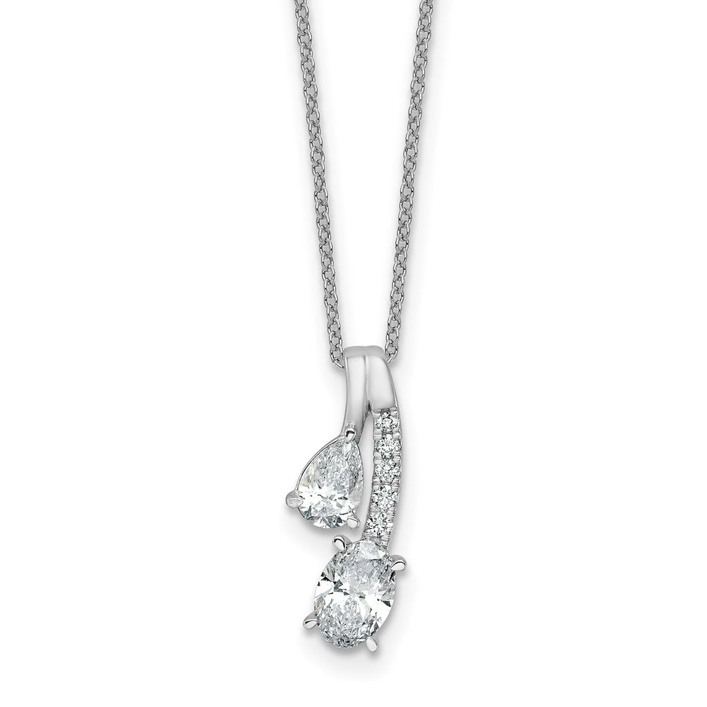 LGGN 14k White Gold 7/8 carat Lab Grown Diamond VS/SI+ G+ Oval and Pear Complete 18 inch Two Stone Pendant Necklace
