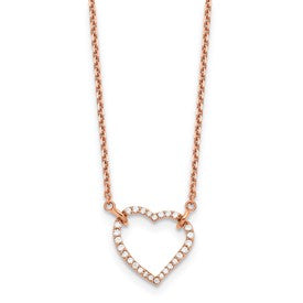 LGYN 14k Rose Gold 1/5 carat Lab Grown Diamond VS/SI+ G+ Complete 18 inch Heart Necklace