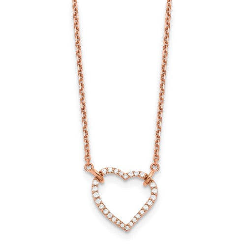 LGYN 14k Rose Gold 1/5 carat Lab Grown Diamond VS/SI+ G+ Complete 18 inch Heart Necklace