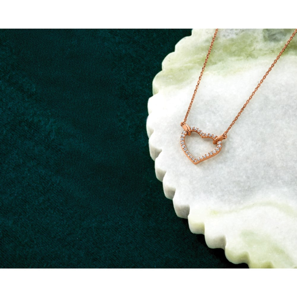 LGYN 14k Rose Gold 1/5 carat Lab Grown Diamond VS/SI+ G+ Complete 18 inch Heart Necklace